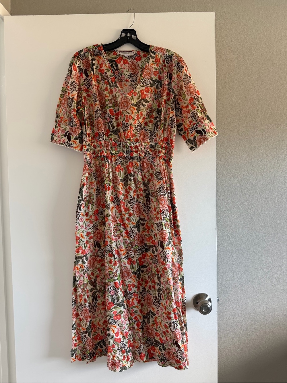 Johnny Was Multicolor Floral Midi Dress - Coral & Green NWOT